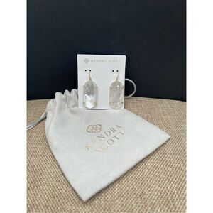 Kendra Scott Gold White Mother Of Pearl Earrings New with Dust Bag